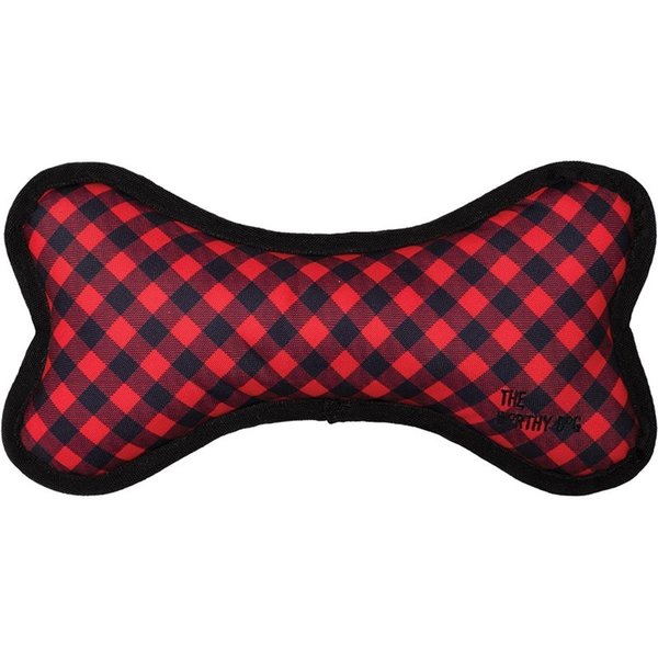 The Worthy Dog Bone Buffalo Plaid Dog Toy, Small 96201176